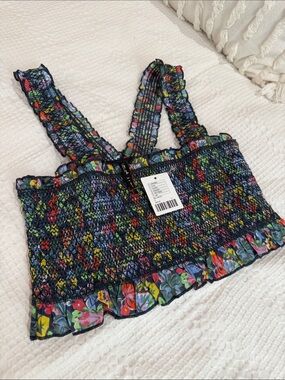 Urban Outfitters Multicolor Smocked Floral Crop Top